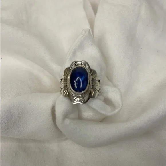 Sterling Silver and Blue Women's Ring Size 6.5 EUC - Picture 1 of 11